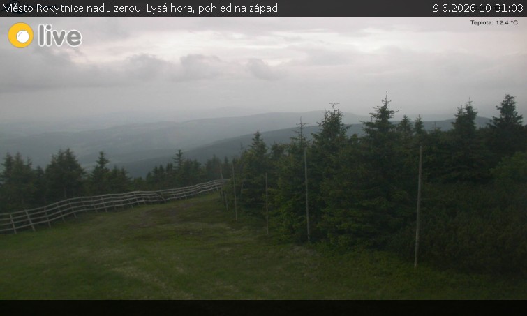 Město Rokytnice nad Jizerou - Lysá hora, pohled na západ - 9.6.2026 v 10:31