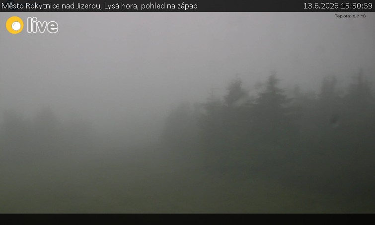 Město Rokytnice nad Jizerou - Lysá hora, pohled na západ - 13.6.2026 v 13:30