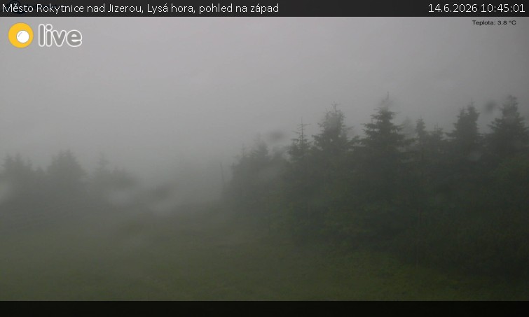 Město Rokytnice nad Jizerou - Lysá hora, pohled na západ - 14.6.2026 v 10:45