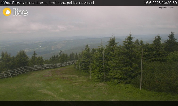 Město Rokytnice nad Jizerou - Lysá hora, pohled na západ - 16.6.2026 v 10:30