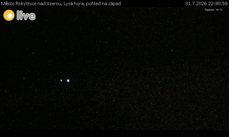 Město Rokytnice nad Jizerou - Lysá hora, pohled na západ - 31.7.2026 v 22:30