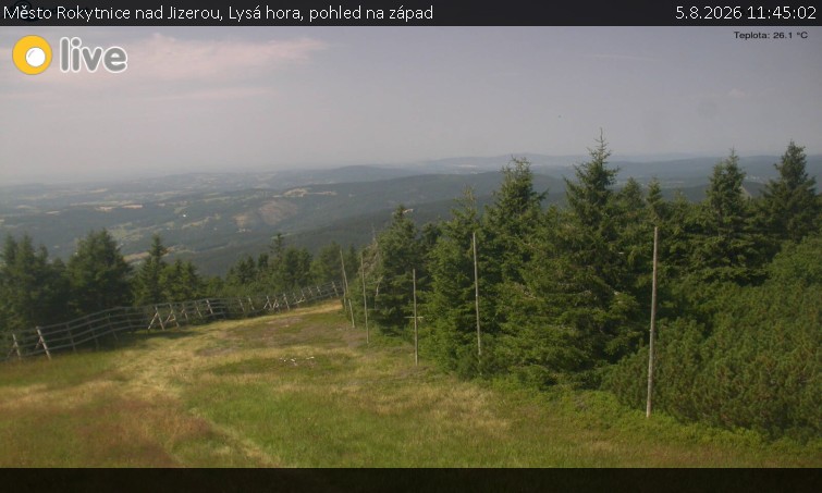 Město Rokytnice nad Jizerou - Lysá hora, pohled na západ - 5.8.2026 v 11:45