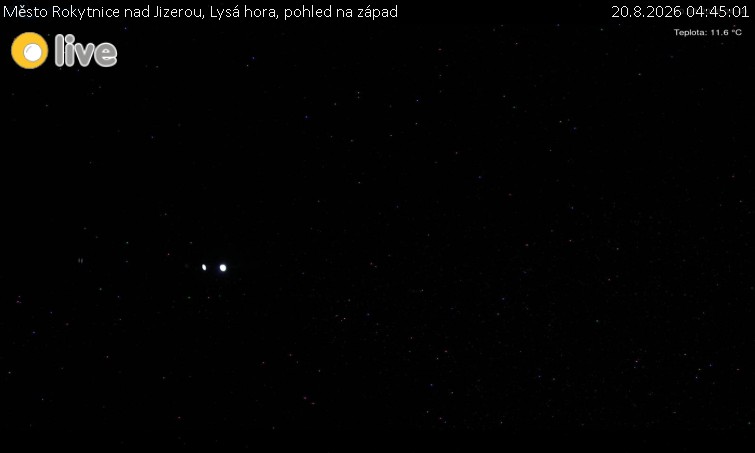 Město Rokytnice nad Jizerou - Lysá hora, pohled na západ - 20.8.2026 v 04:45