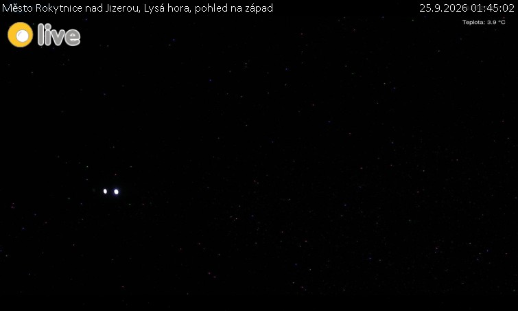 Město Rokytnice nad Jizerou - Lysá hora, pohled na západ - 25.9.2026 v 01:45