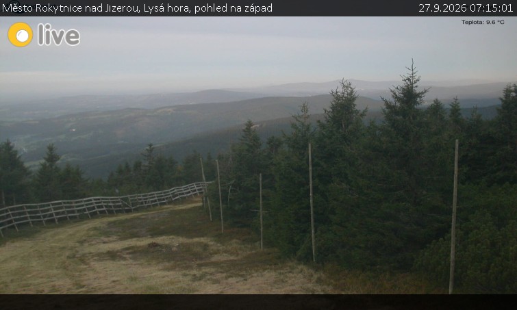 Město Rokytnice nad Jizerou - Lysá hora, pohled na západ - 27.9.2026 v 07:15