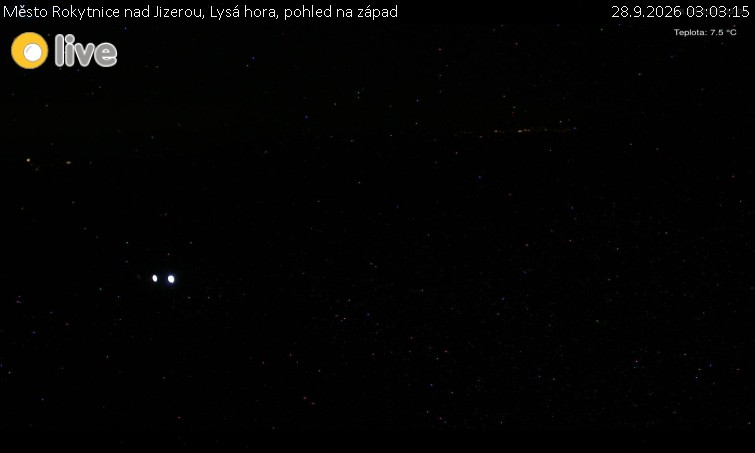 Město Rokytnice nad Jizerou - Lysá hora, pohled na západ - 28.9.2026 v 03:03