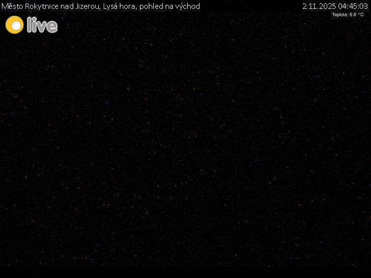 Město Rokytnice nad Jizerou - Lysá hora, pohled na východ - 2.11.2025 v 04:45 Město Rokytnice nad Jizerou - Lysá hora, pohled na východ - 2.11.2025 v 04:45