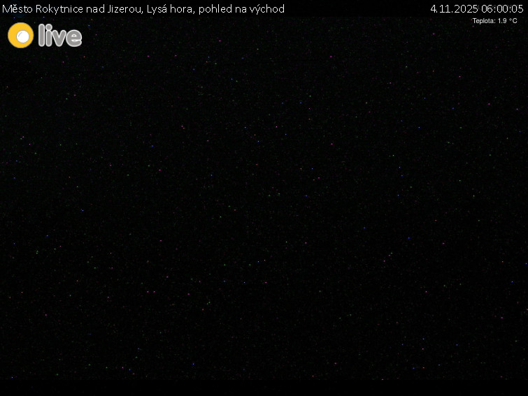 Město Rokytnice nad Jizerou - Lysá hora, pohled na východ - 4.11.2025 v 06:00