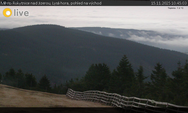 Město Rokytnice nad Jizerou - Lysá hora, pohled na východ - 15.11.2025 v 10:45