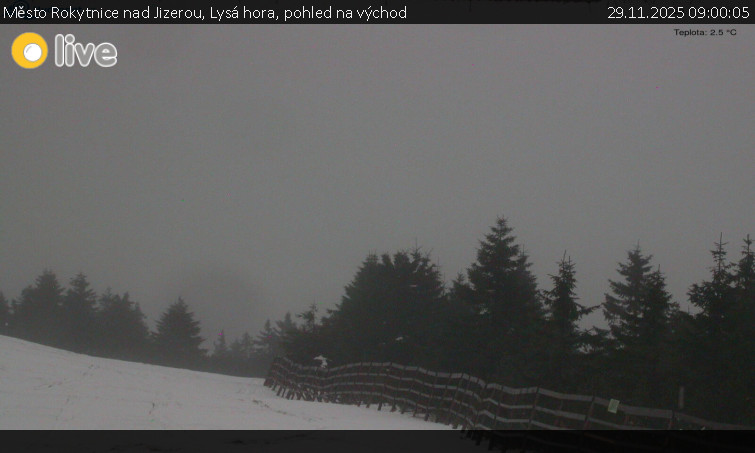 Město Rokytnice nad Jizerou - Lysá hora, pohled na východ - 29.11.2025 v 09:00