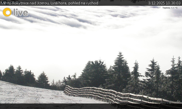Město Rokytnice nad Jizerou - Lysá hora, pohled na východ - 3.12.2025 v 10:30