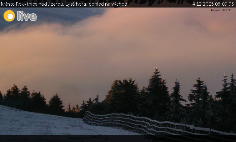 Město Rokytnice nad Jizerou - Lysá hora, pohled na východ - 4.12.2025 v 08:00