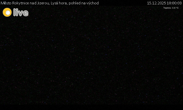 Město Rokytnice nad Jizerou - Lysá hora, pohled na východ - 15.12.2025 v 18:00