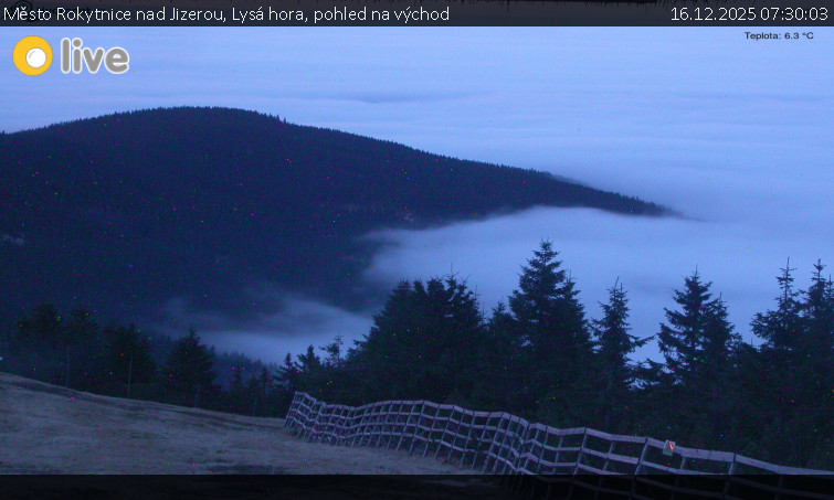 Město Rokytnice nad Jizerou - Lysá hora, pohled na východ - 16.12.2025 v 07:30