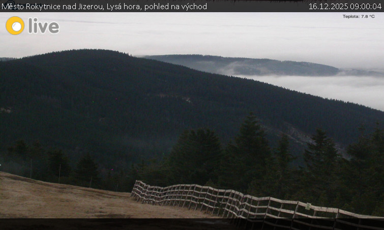Město Rokytnice nad Jizerou - Lysá hora, pohled na východ - 16.12.2025 v 09:00