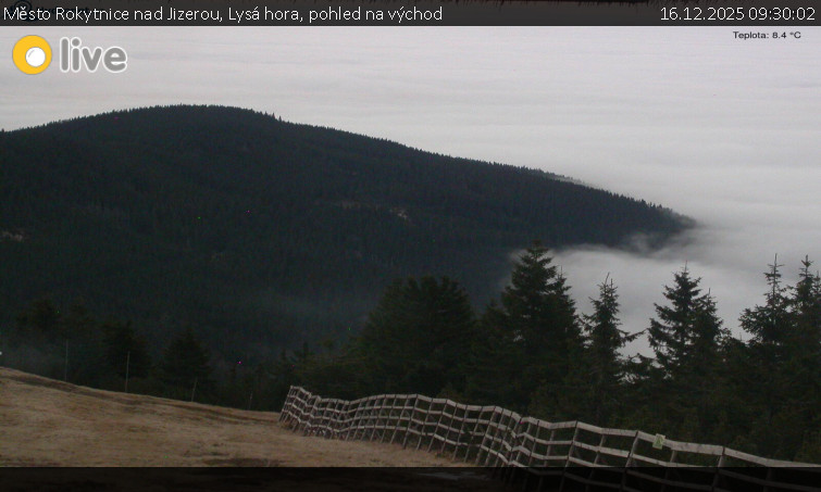 Město Rokytnice nad Jizerou - Lysá hora, pohled na východ - 16.12.2025 v 09:30