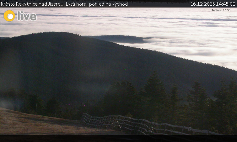 Město Rokytnice nad Jizerou - Lysá hora, pohled na východ - 16.12.2025 v 14:45