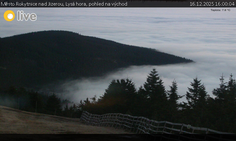 Město Rokytnice nad Jizerou - Lysá hora, pohled na východ - 16.12.2025 v 16:00
