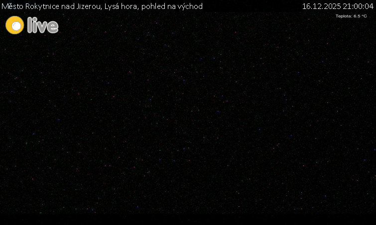 Město Rokytnice nad Jizerou - Lysá hora, pohled na východ - 16.12.2025 v 21:00