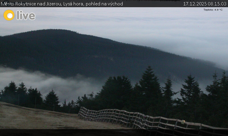 Město Rokytnice nad Jizerou - Lysá hora, pohled na východ - 17.12.2025 v 08:15