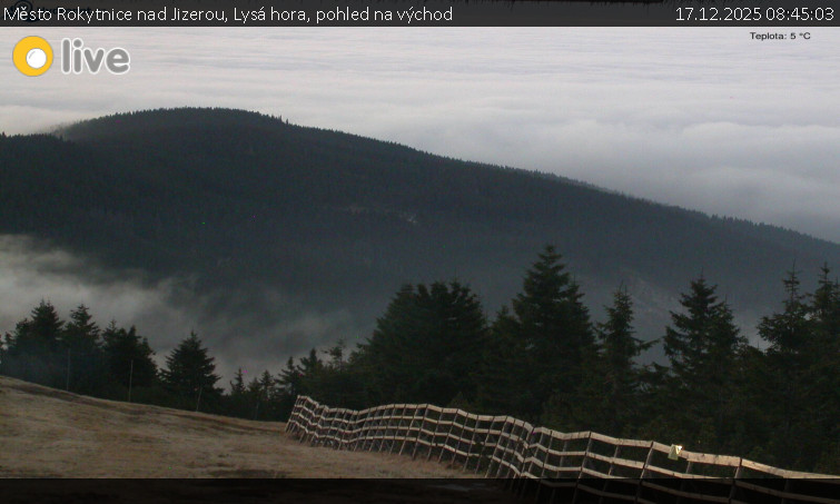 Město Rokytnice nad Jizerou - Lysá hora, pohled na východ - 17.12.2025 v 08:45