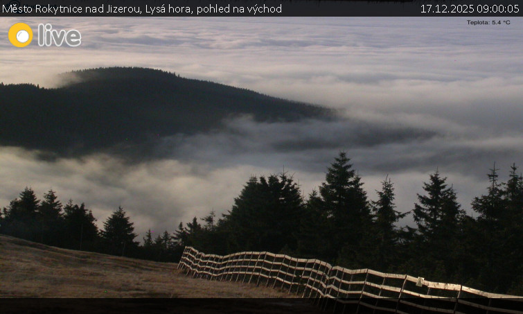 Město Rokytnice nad Jizerou - Lysá hora, pohled na východ - 17.12.2025 v 09:00