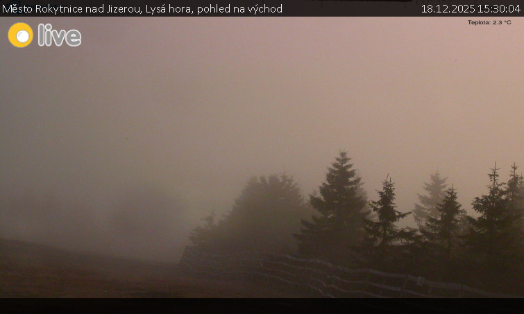 Město Rokytnice nad Jizerou - Lysá hora, pohled na východ - 18.12.2025 v 15:30