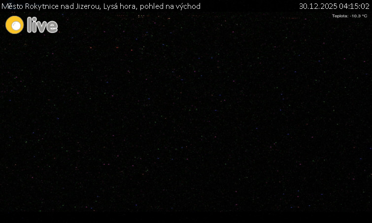 Město Rokytnice nad Jizerou - Lysá hora, pohled na východ - 30.12.2025 v 04:15