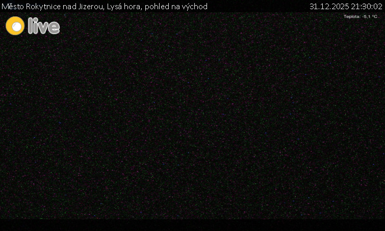Město Rokytnice nad Jizerou - Lysá hora, pohled na východ - 31.12.2025 v 21:30