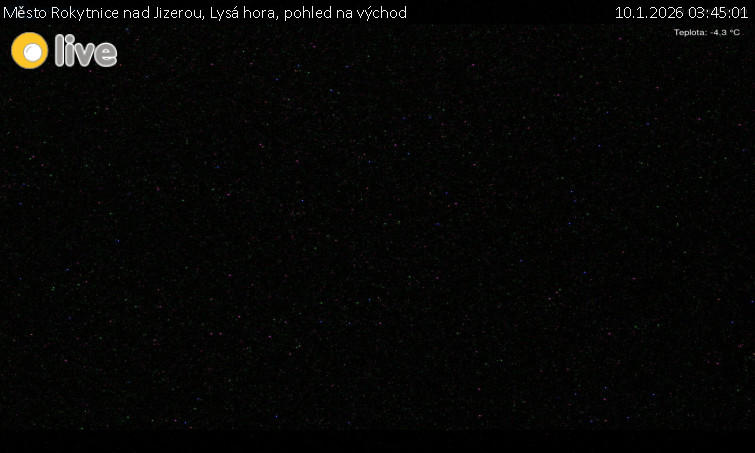 Město Rokytnice nad Jizerou - Lysá hora, pohled na východ - 10.1.2026 v 03:45