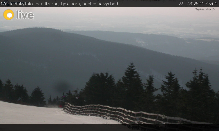 Město Rokytnice nad Jizerou - Lysá hora, pohled na východ - 22.1.2026 v 11:45