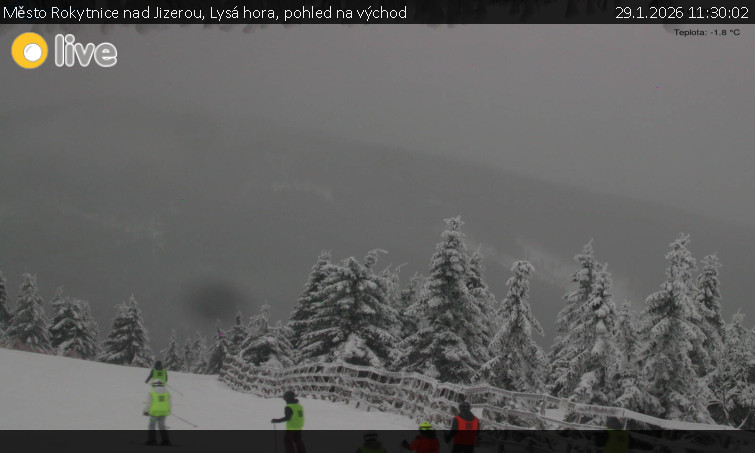 Město Rokytnice nad Jizerou - Lysá hora, pohled na východ - 29.1.2026 v 11:30