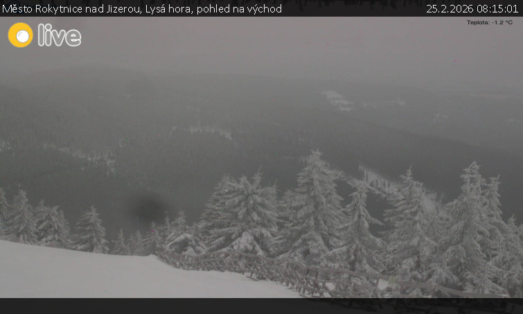 Město Rokytnice nad Jizerou - Lysá hora, pohled na východ - 25.2.2026 v 08:15