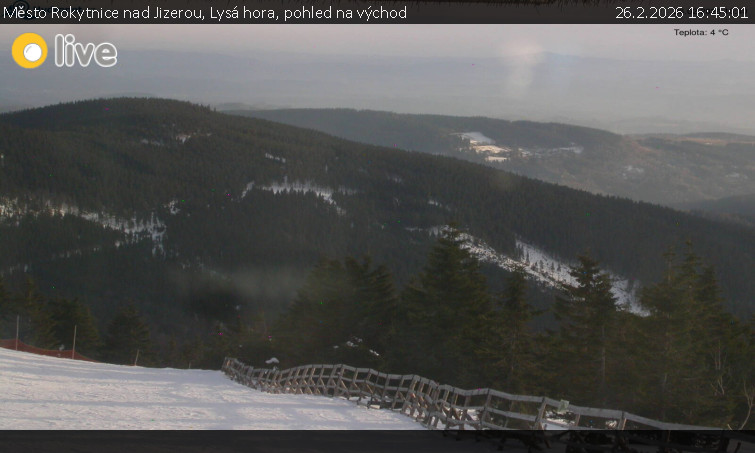 Město Rokytnice nad Jizerou - Lysá hora, pohled na východ - 26.2.2026 v 16:45