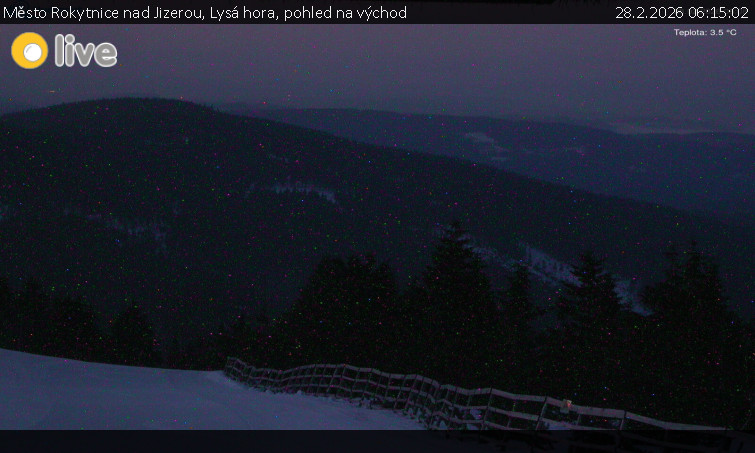 Město Rokytnice nad Jizerou - Lysá hora, pohled na východ - 28.2.2026 v 06:15