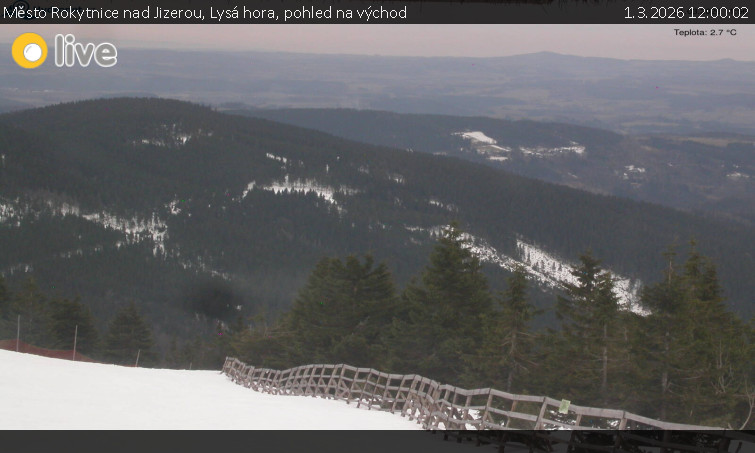 Město Rokytnice nad Jizerou - Lysá hora, pohled na východ - 1.3.2026 v 12:00