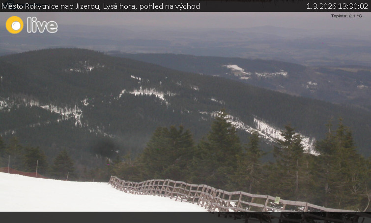 Město Rokytnice nad Jizerou - Lysá hora, pohled na východ - 1.3.2026 v 13:30