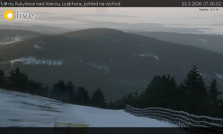 Město Rokytnice nad Jizerou - Lysá hora, pohled na východ - 13.3.2026 v 07:00