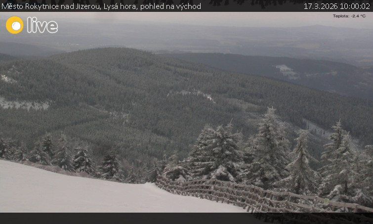 Město Rokytnice nad Jizerou - Lysá hora, pohled na východ - 17.3.2026 v 10:00