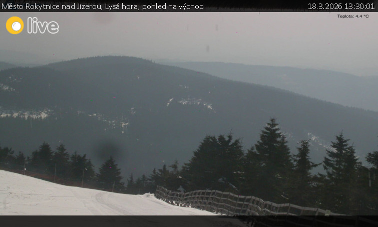 Město Rokytnice nad Jizerou - Lysá hora, pohled na východ - 18.3.2026 v 13:30