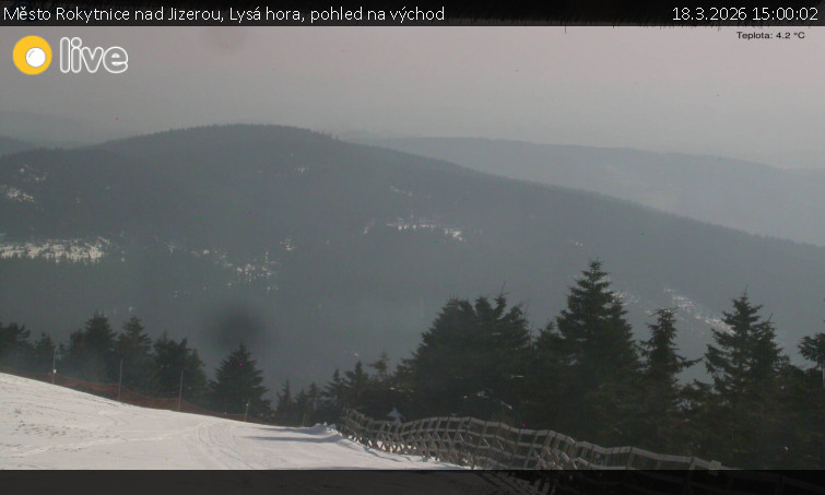 Město Rokytnice nad Jizerou - Lysá hora, pohled na východ - 18.3.2026 v 15:00