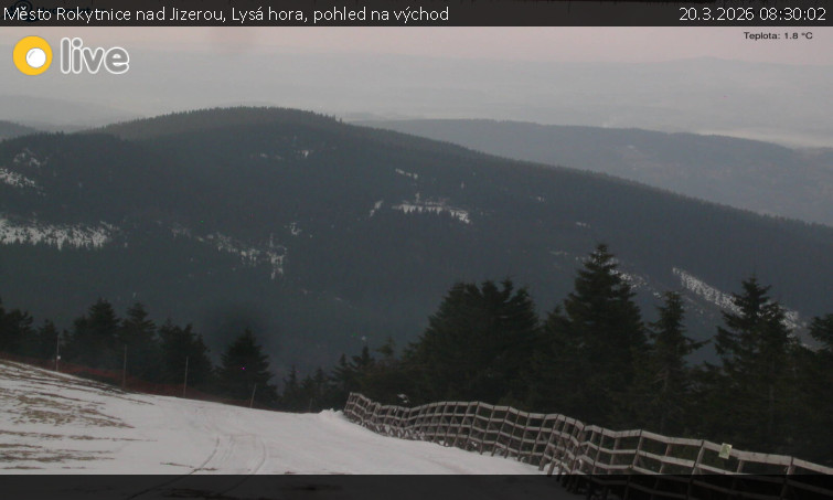 Město Rokytnice nad Jizerou - Lysá hora, pohled na východ - 20.3.2026 v 08:30