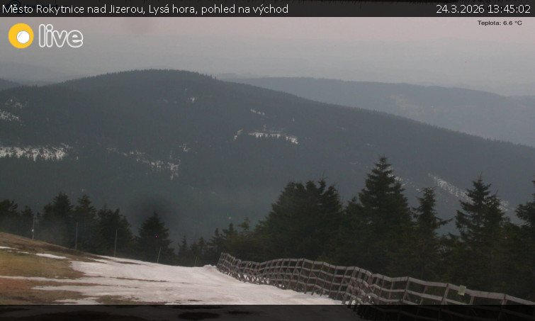 Město Rokytnice nad Jizerou - Lysá hora, pohled na východ - 24.3.2026 v 13:45