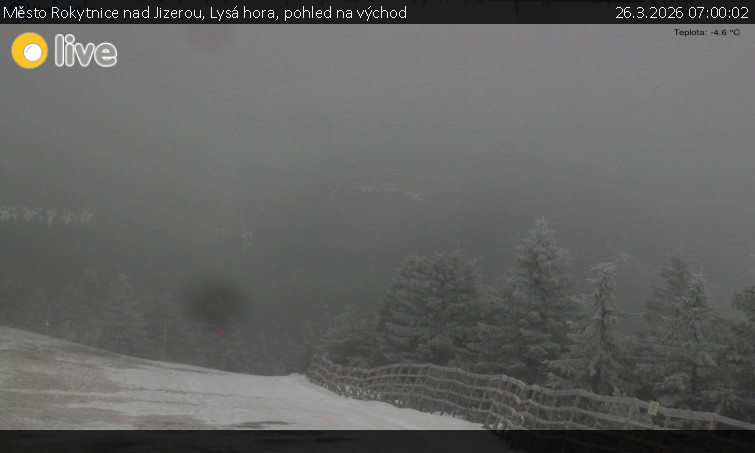 Město Rokytnice nad Jizerou - Lysá hora, pohled na východ - 26.3.2026 v 07:00