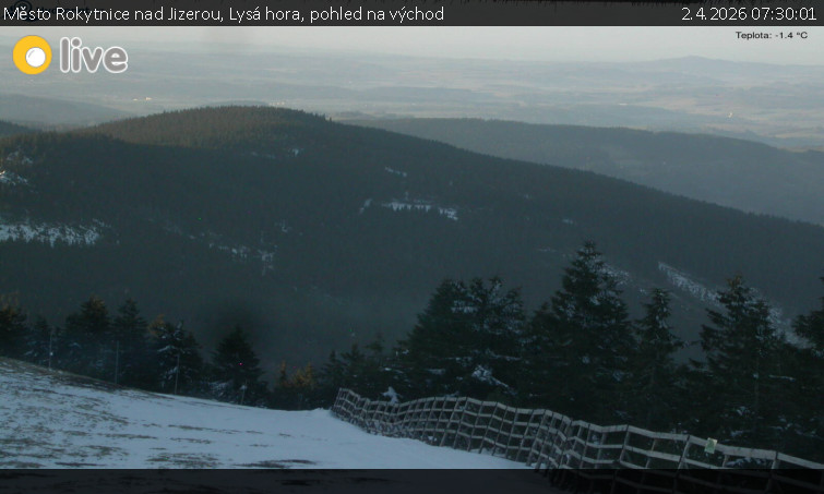 Město Rokytnice nad Jizerou - Lysá hora, pohled na východ - 2.4.2026 v 07:30