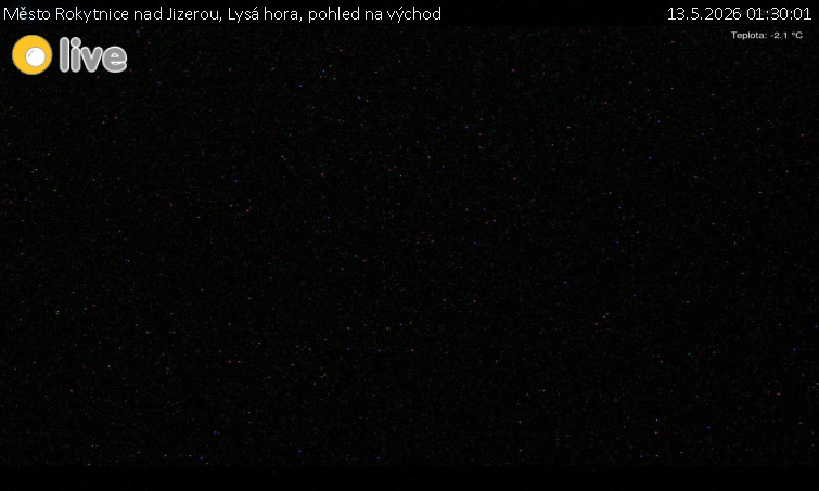 Město Rokytnice nad Jizerou - Lysá hora, pohled na východ - 13.5.2026 v 01:30