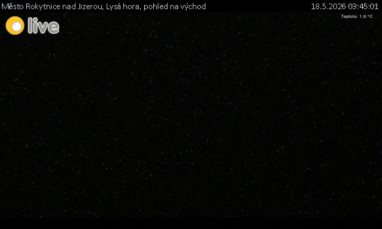 Město Rokytnice nad Jizerou - Lysá hora, pohled na východ - 18.5.2026 v 03:45