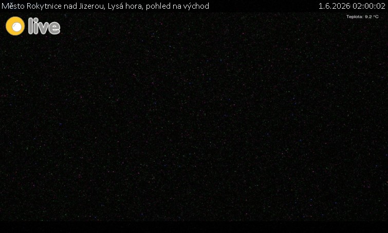 Město Rokytnice nad Jizerou - Lysá hora, pohled na východ - 1.6.2026 v 02:00