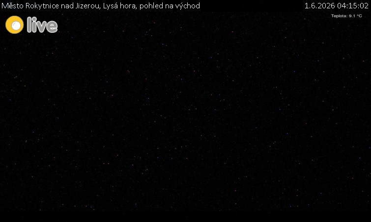 Město Rokytnice nad Jizerou - Lysá hora, pohled na východ - 1.6.2026 v 04:15