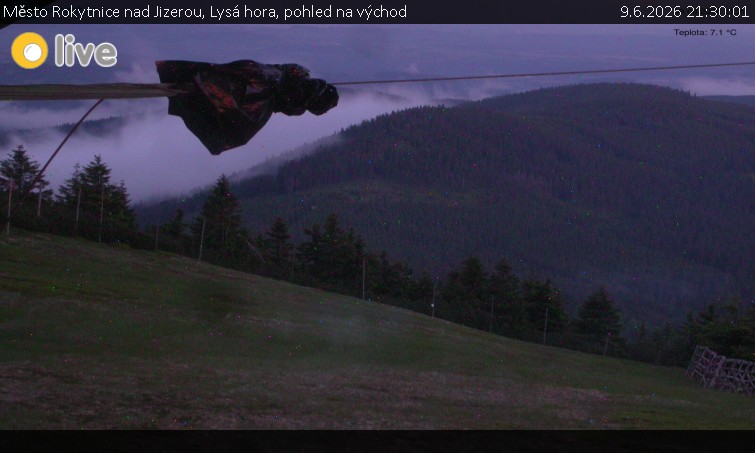 Město Rokytnice nad Jizerou - Lysá hora, pohled na východ - 9.6.2026 v 21:30